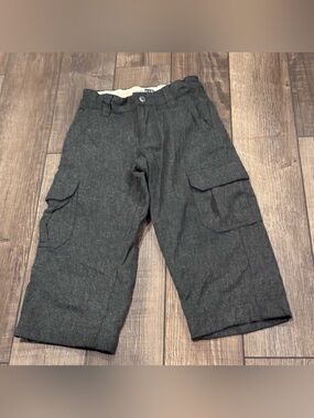 Vintage Gap Y2K Kids Double Cargo Linen Pants Wide Leg Gray Size 4